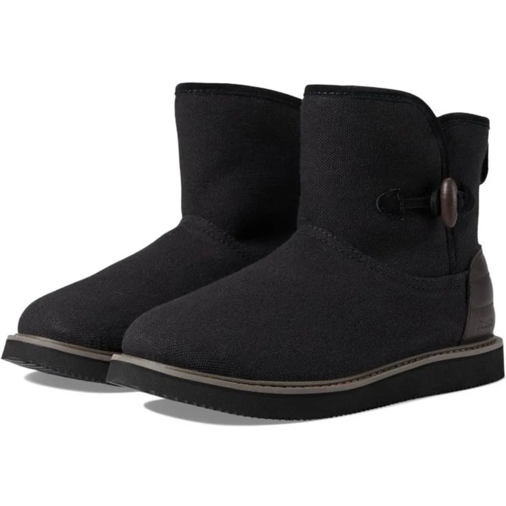 New‎ Women's Sanuk Cozy Vibe Surf Check SL ankle boots black hemp cotton size 5